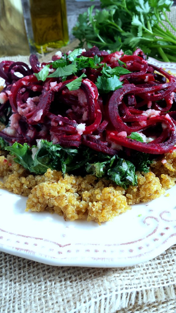 Roasted Beet Noodles with Kale & Quinoa 5