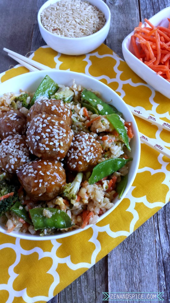 Spicy Asian Meatballs with Veggie Fried Rice 7