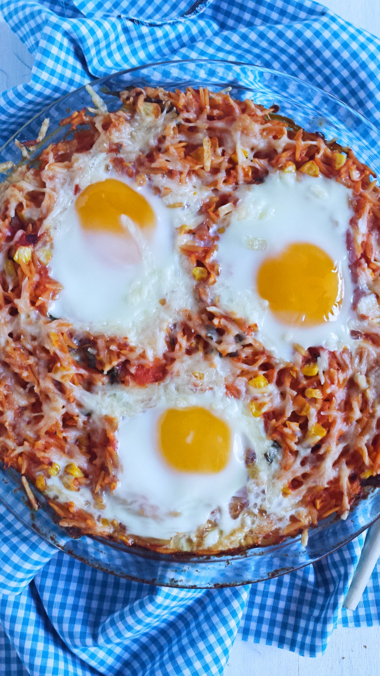 Creamy Orzo, Sweet Corn and Basil with Baked Eggs Zen & Spice