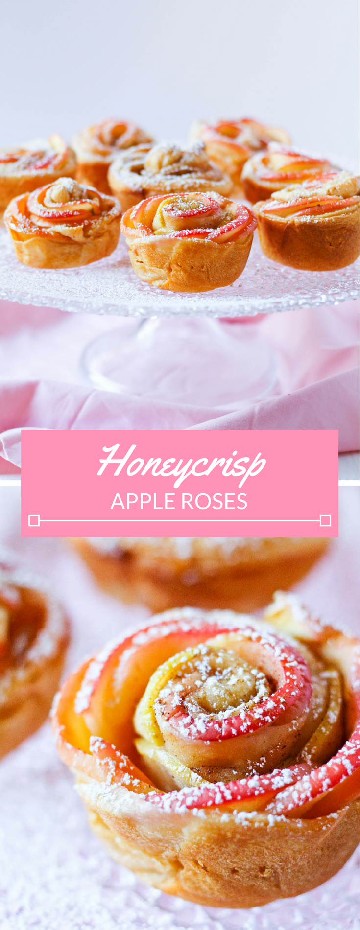 Soft Honeycrisp apple slices sprinkled with cinnamon and wrapped up in an apricot-preserve brushed croissant. These Honeycrisp apple roses are beautiful and impressive, yet very easy to make. 