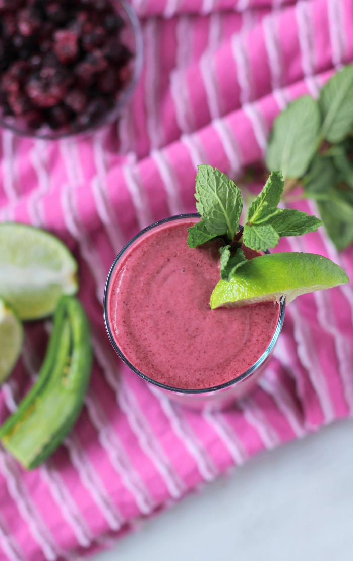 Wild Blueberry Thai Zinger Smoothie: Exotic Thai flavors, such as coconut milk, mint, lime, and ginger, come together in this smooth and creamy Wild Blueberry smoothie that will wake up your taste buds and make you re-think your regular smoothie! 