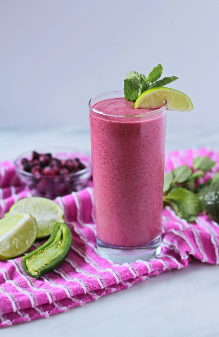 Wild Blueberry Thai Zinger Smoothie: Exotic Thai flavors, such as coconut milk, mint, lime, and ginger, come together in this smooth and creamy Wild Blueberry smoothie that will wake up your taste buds and make you re-think your regular smoothie! 