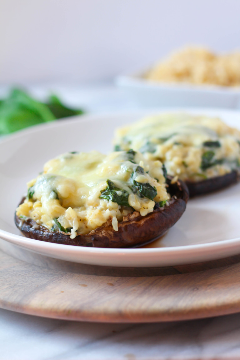 Creamy Spinach & Rice Stuffed Portobellos