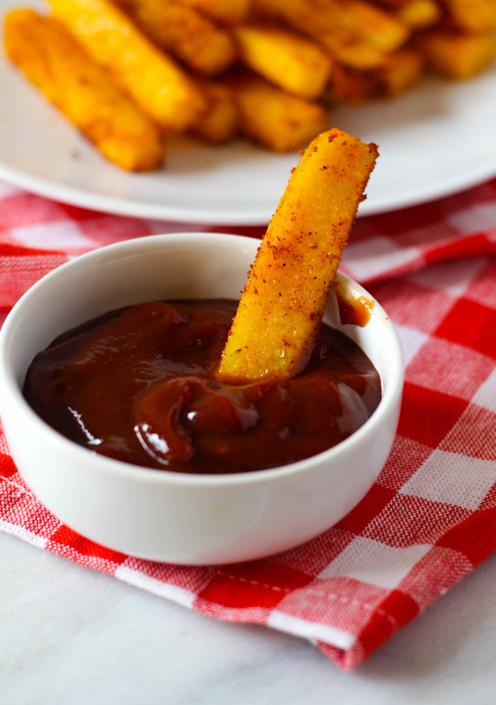 Smoky Polenta Fries with BBQ Ketchup | Zen & Spice