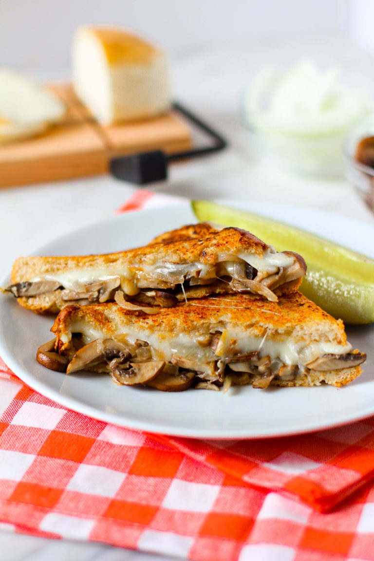 Smoked Mozzarella Grilled Cheese with Mushrooms & Onions