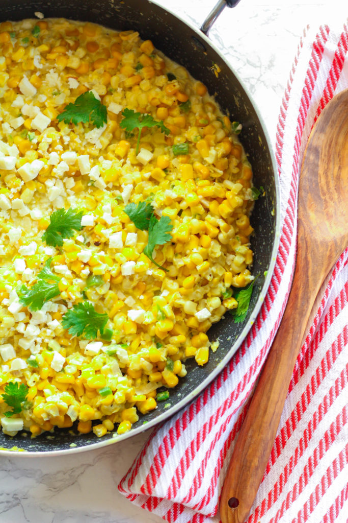 Spicy Creamed Corn with Cotija Cheese and Cilantro | Zen & Spice