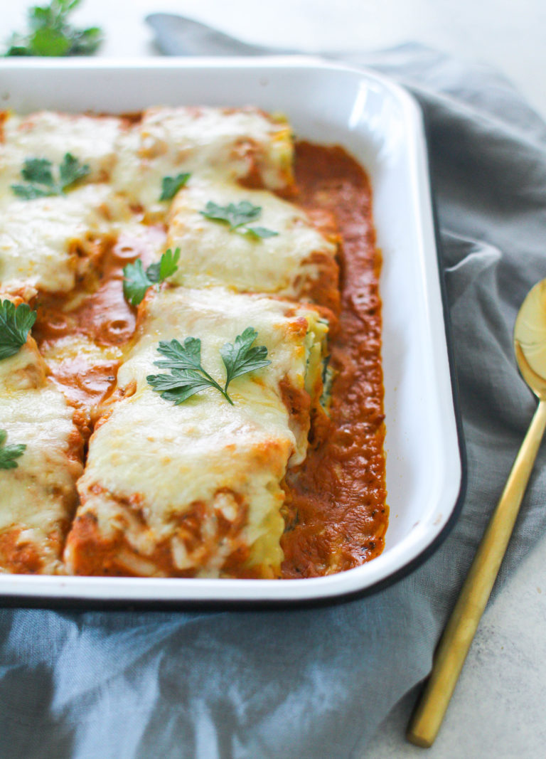 Creamy Herb Pumpkin Lasagna Rolls