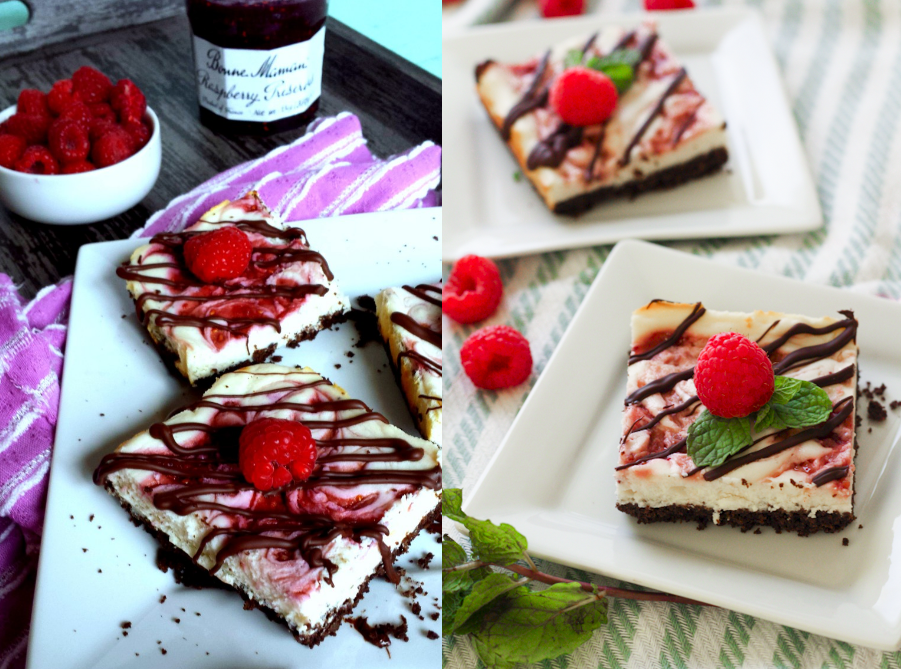 Raspberry Chocolate Cheesecake Bars | Zen & Spice