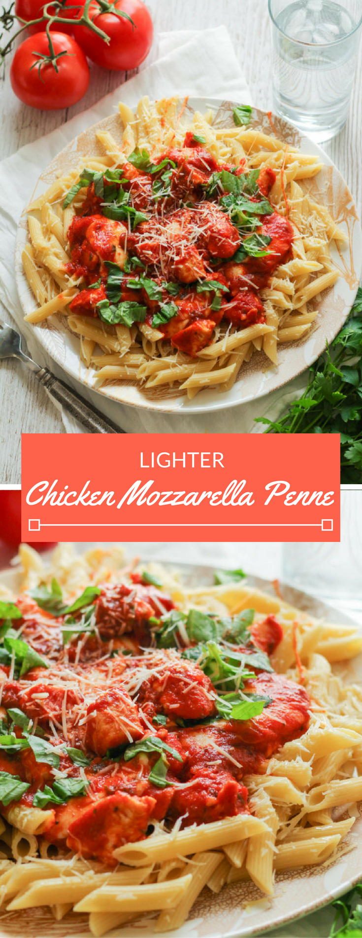This delicious pasta makes a perfect weeknight meal -- tender penne pasta is covered in a mushroom marinara sauce with sauteed chicken breast and fresh, melty mozzarella! 
