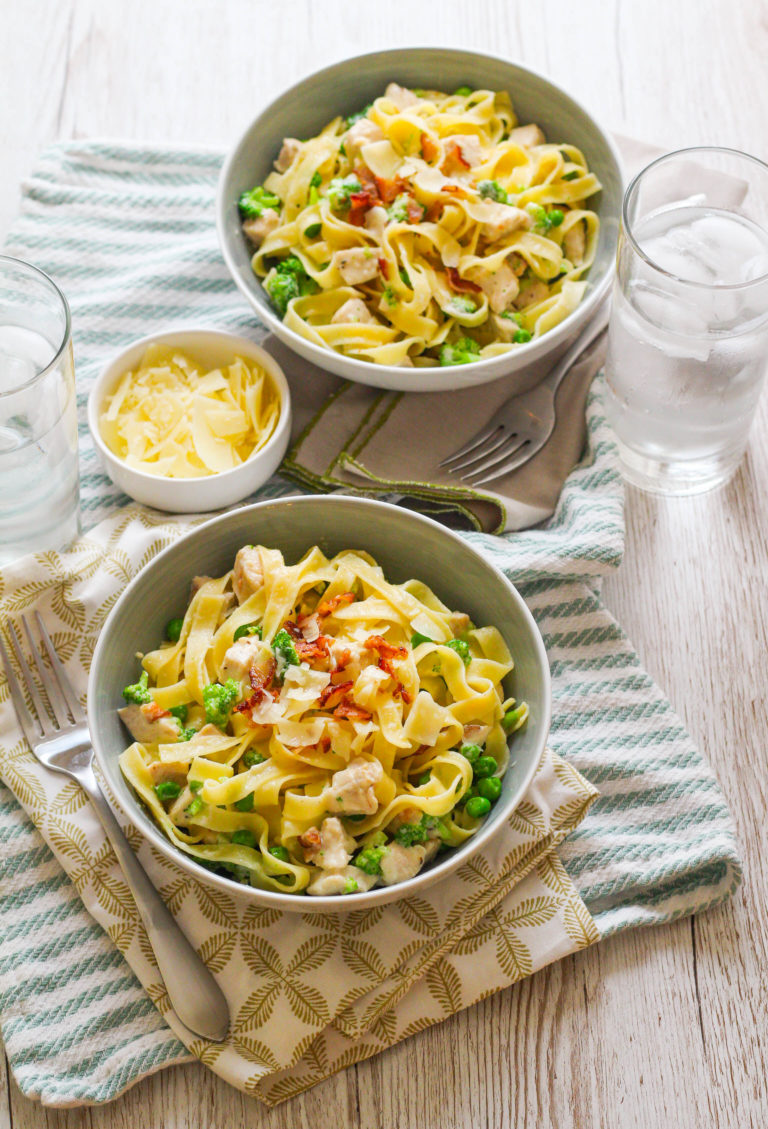 Chicken Alfredo Tagliatelle with Broccoli & Sweet Peas Zen & Spice