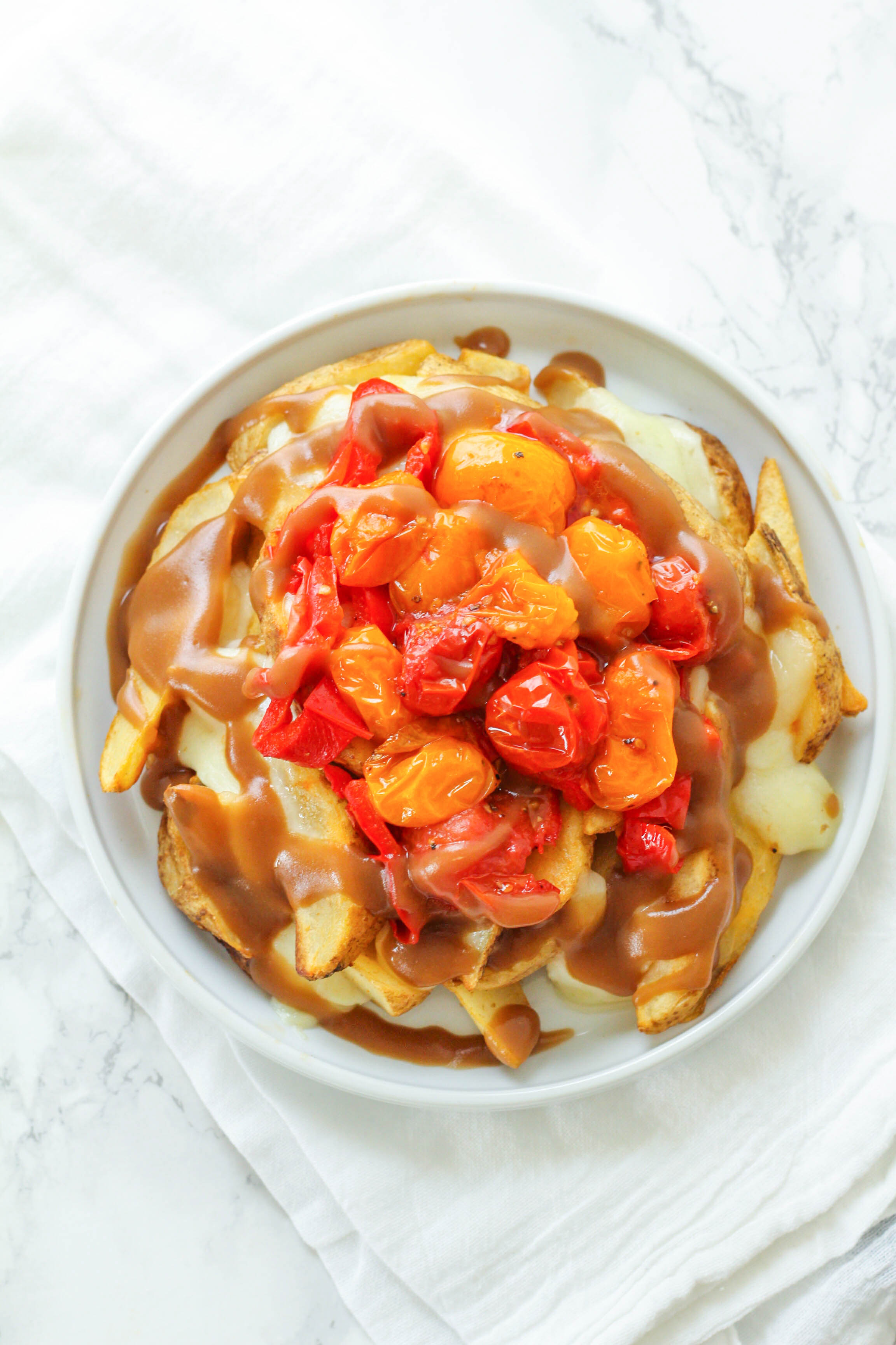 Burst Cherry Tomato & Roasted Red Pepper Loaded Poutine