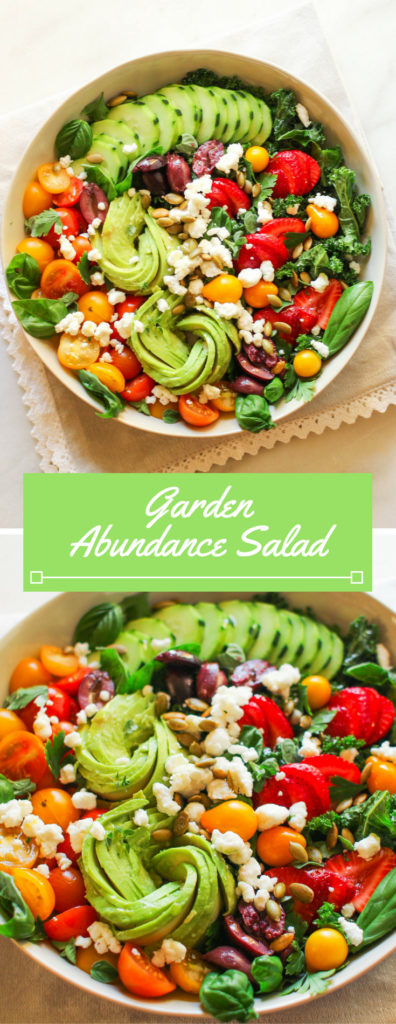 Garden Abundance Salad | Summer salads | Spring salads | Healthy salad | Salad Recipe | Avocado | Cherry Tomatoes | Kale | Basil | Thyme | Kale salad