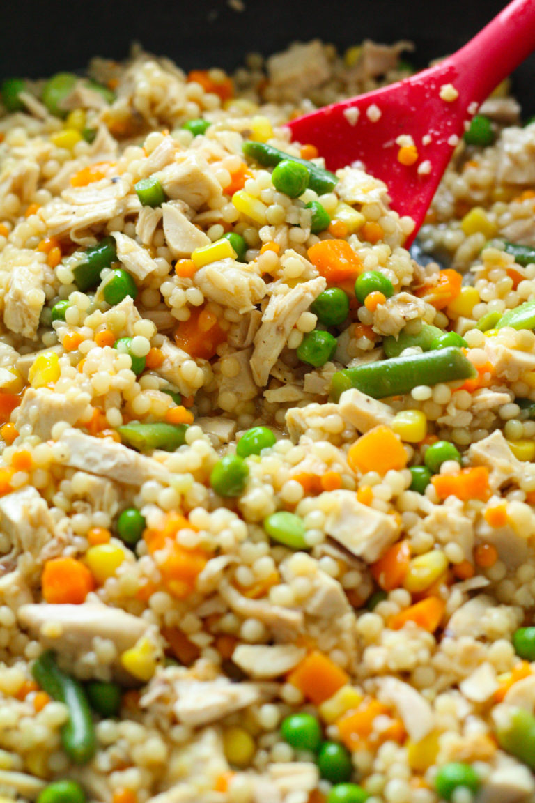Pearled Couscous with Chicken & Mixed Veggies Zen & Spice