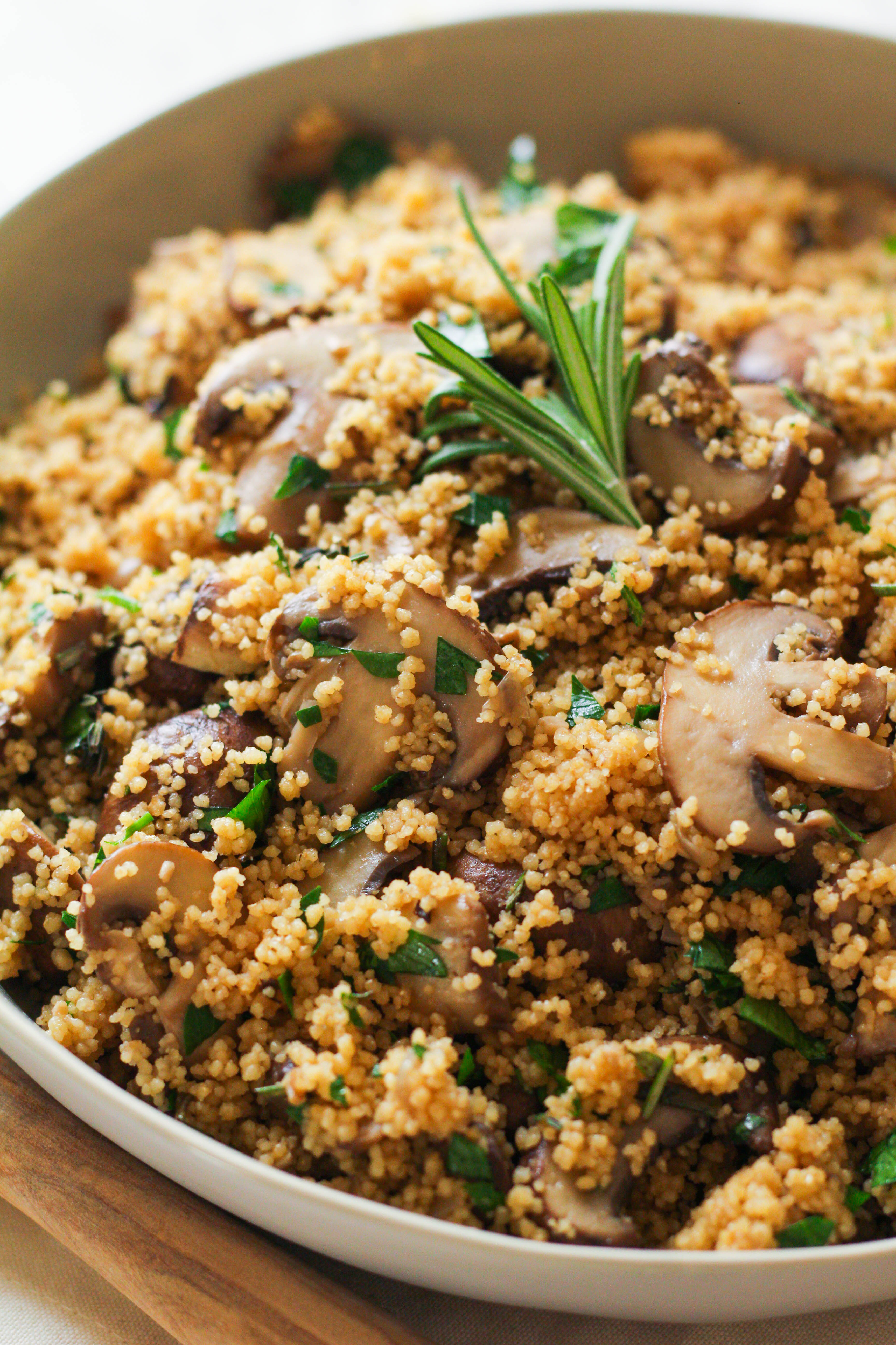 Cremini Mushroom & Herb Couscous Stuffing | Couscous | Mushrooms | Thanksgiving side dish