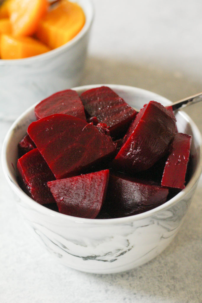 Fresh beets are abundant at the grocery store and farmer's markets this time of year. These pickled beets will last for weeks in the fridge and taste delicious! 