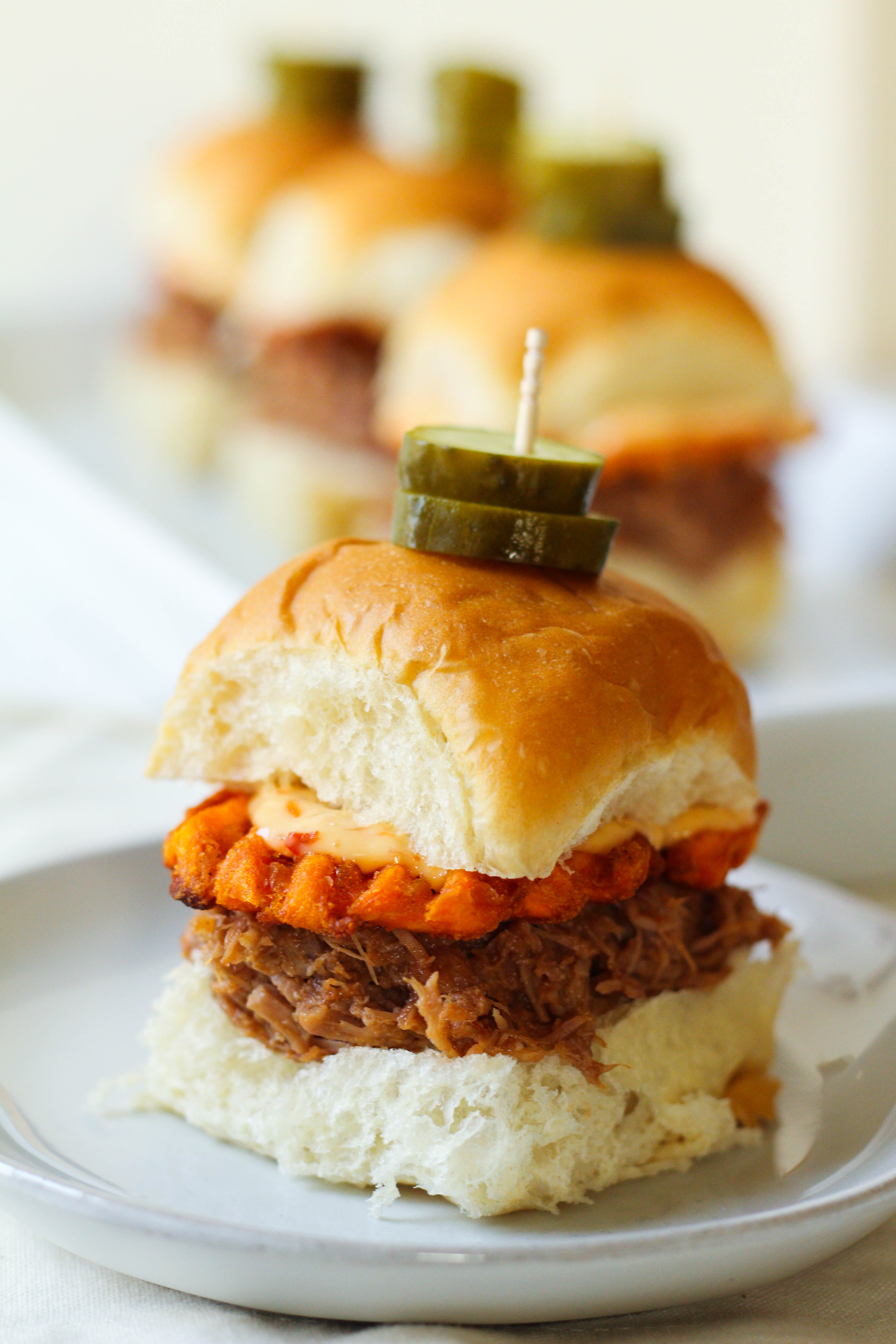 Instant Pot Pulled Pork Sliders with Sweet Chili Mayo Sauce