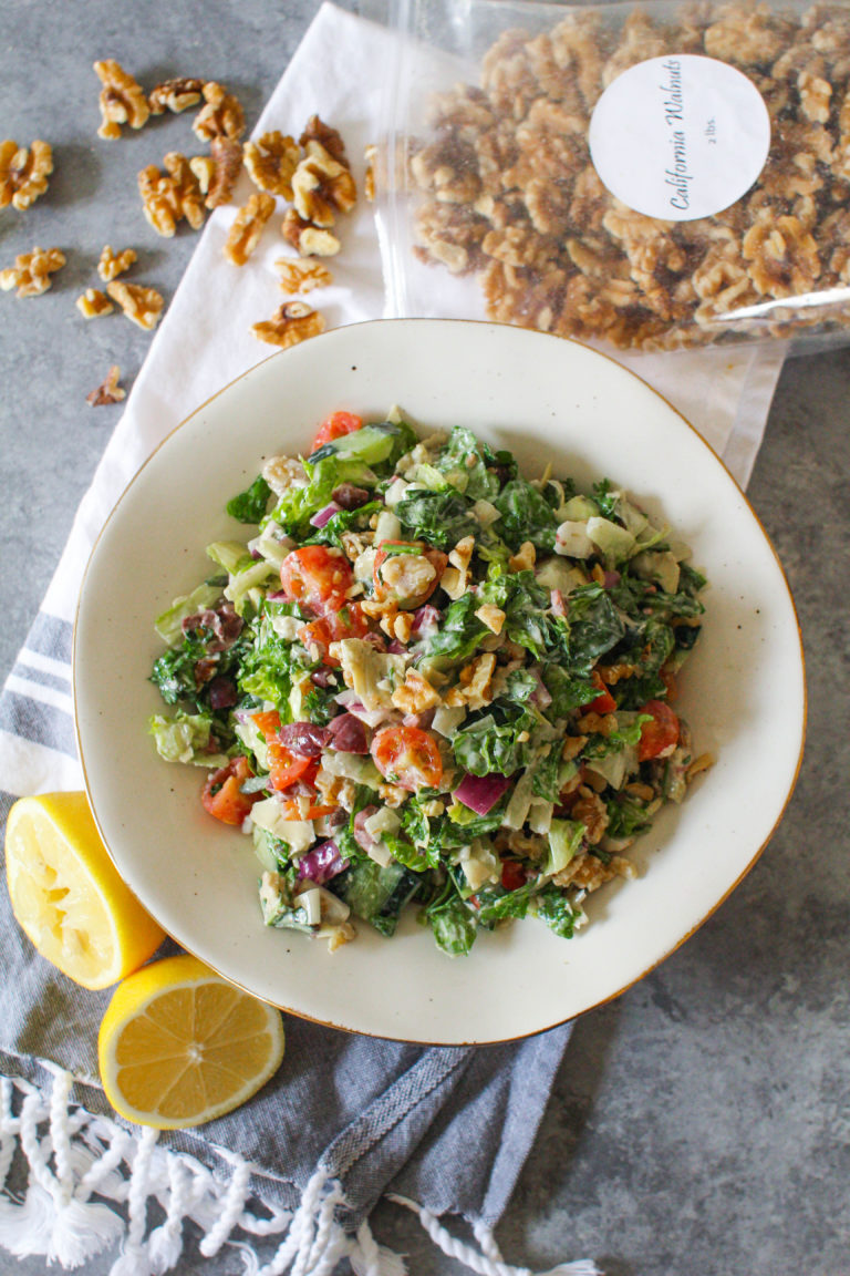 Chopped Greek Salad with Walnuts & Goat Cheese