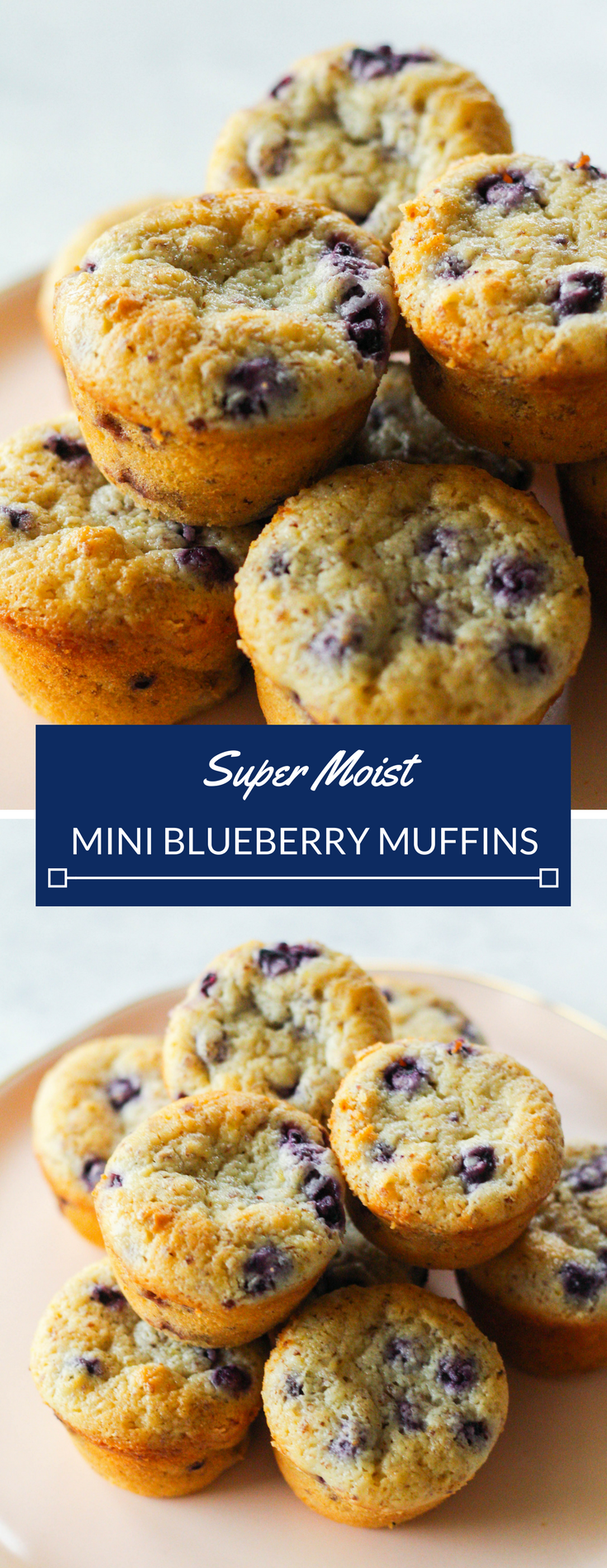 Super moist and soft, these mini blueberry muffins are a delicious treat! Enjoy them for breakfast, a snack or even dessert topped with vanilla ice cream.