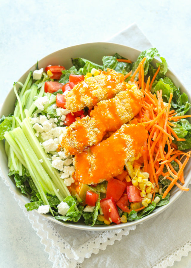 Crispy Buffalo Chicken Salad with Roasted Corn Zen & Spice