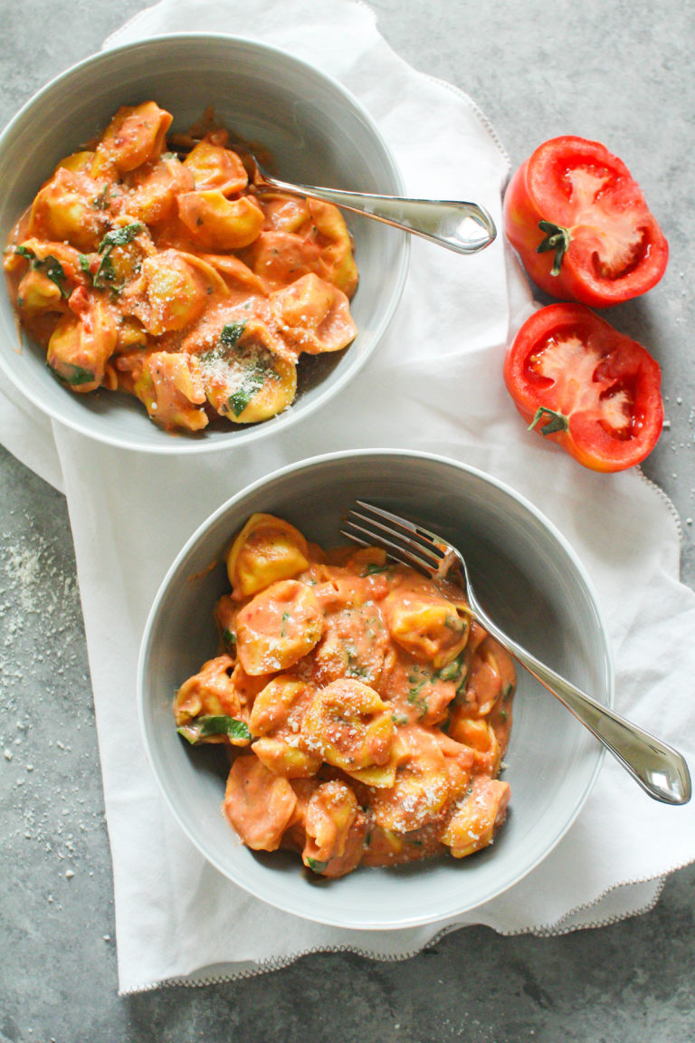 Cheese Tortellini with Tomato Cream Sauce