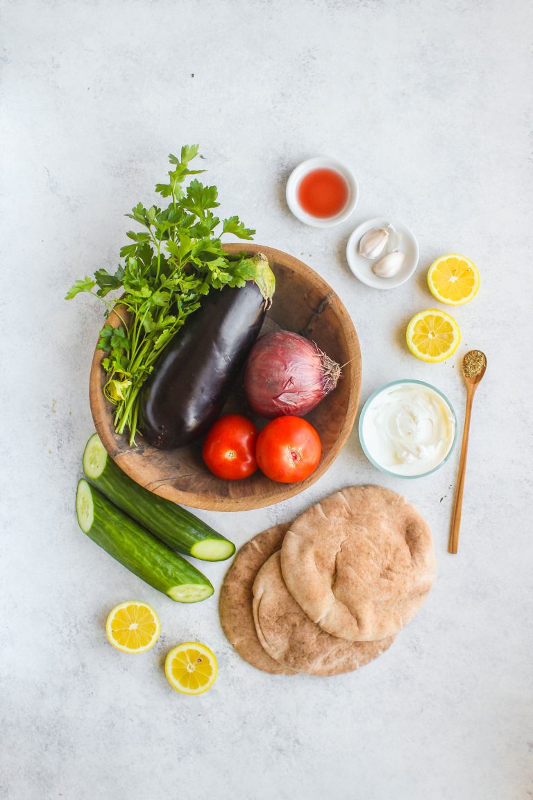 Roasted Eggplant Pitas with Tzatziki & Quick Pickled Onion Zen & Spice