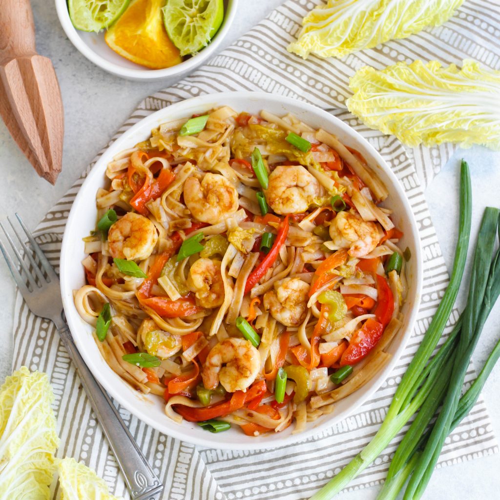 Inspired by traditional Filipino cuisine, this Sweet and Sour Shrimp dish is the perfect combination of sweet and sour flavors. The sauce contains two types of citrus, brown sugar, soy and fish sauce for that delicious umami-bomb. 