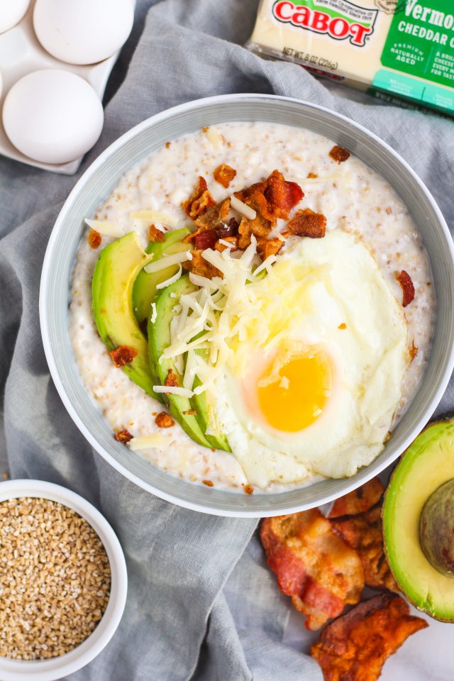 Savory Cheddar Oatmeal with Bacon & Avocado Zen & Spice