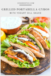 Make meatless dinners more of a regular occurrence with these delicious vegetarian gyros! Grilled portabella mushrooms and peppers topped with fresh veggies and a tangy yogurt-dill sauce.