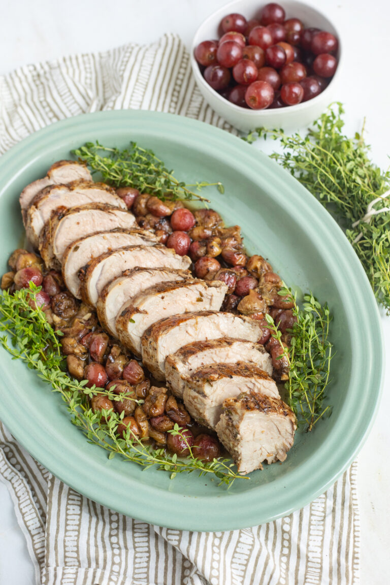 Roasted Pork Tenderloin with Balsamic Roasted Grapes