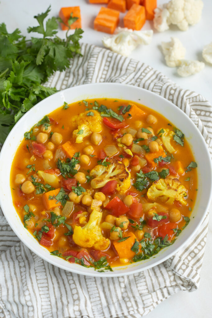Curried Chickpea Stew with Roasted Vegetables